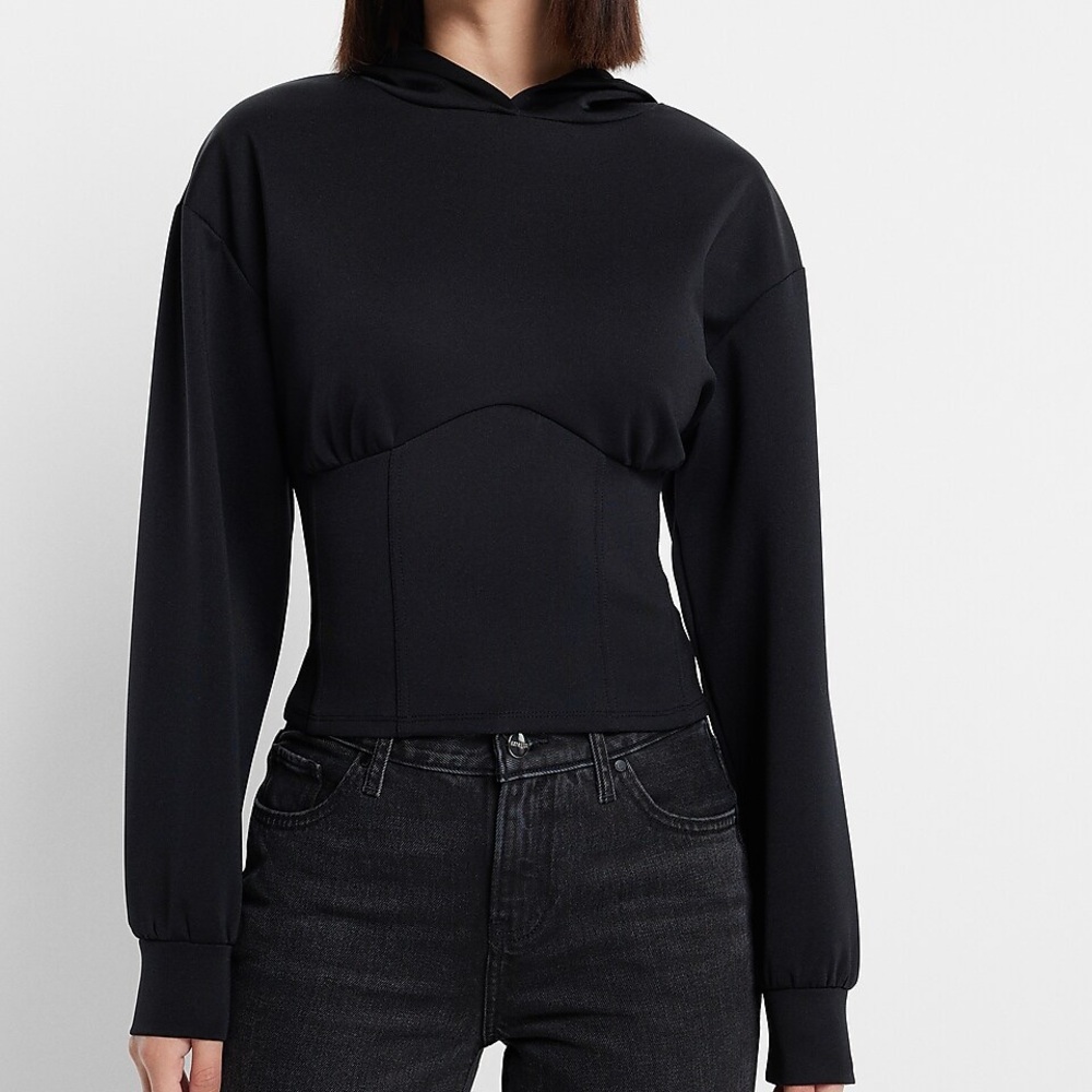 Nylon Scuba Corset Hoodie